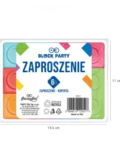 Zaproszenia na urodziny dla chłopca KLOCKI (6szt.)