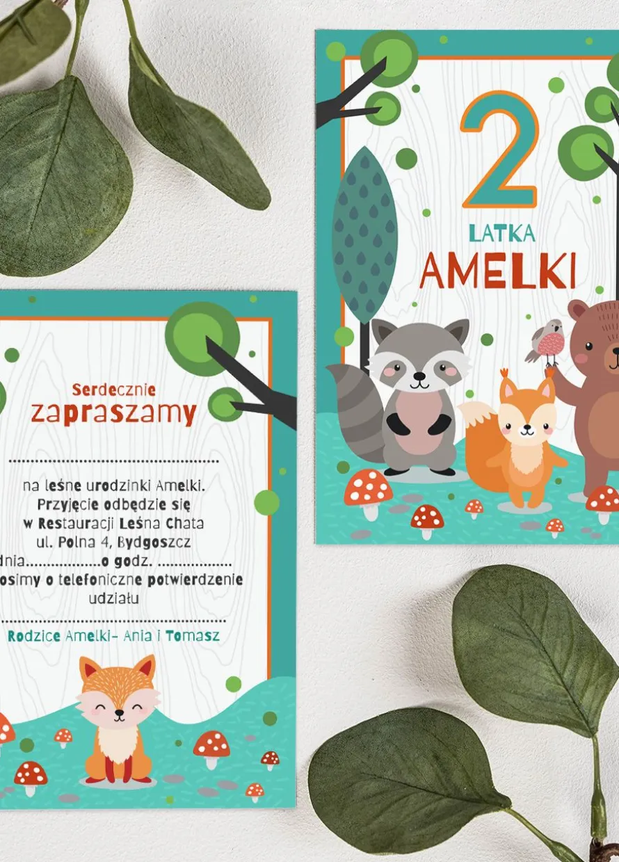 Zaproszenia na urodziny dla dzieci LEŚNE ZWIERZĘTA
