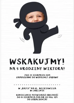 Zaproszenia na urodziny dla dzieci NINJA personalizowane