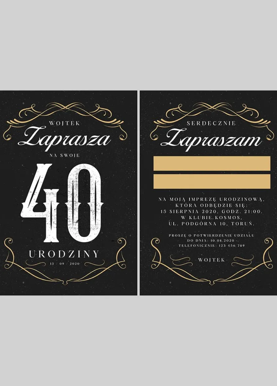 Zaproszenia na 40 URODZINY mężczyzny