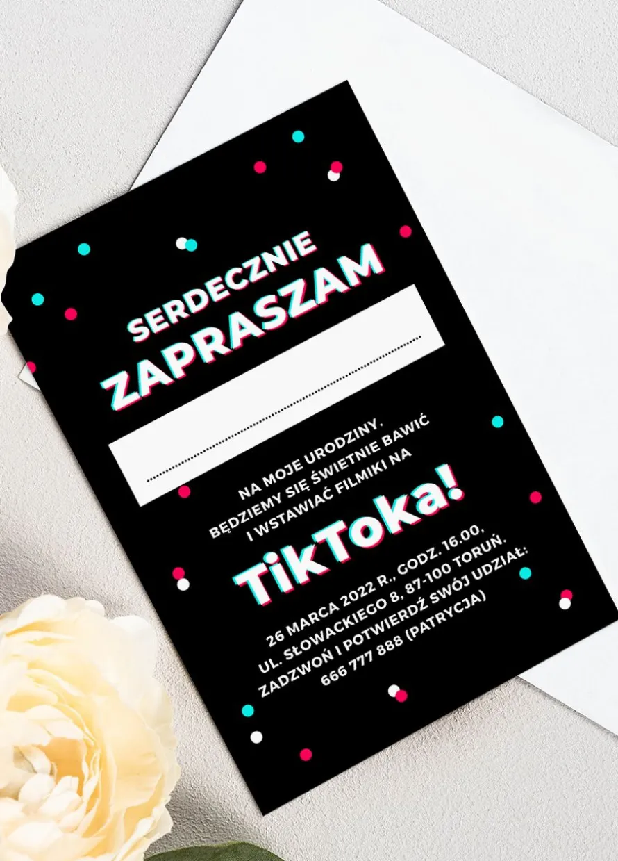 Zaproszenia na urodziny nastolatków W STYLU TIK TOK