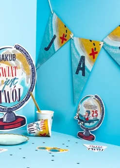 Zaproszenia na URODZINY PODRÓŻNIKA personalizowane (6szt.)