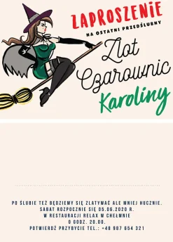 Zaproszenia na wieczór panieński ZLOT CZAROWNIC personalizowane