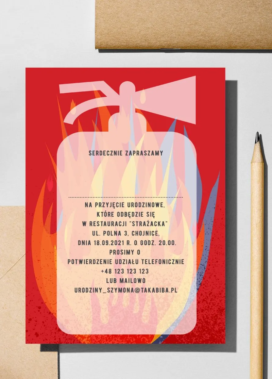 Zaproszenia personalizowane URODZINY STRAŻAKA