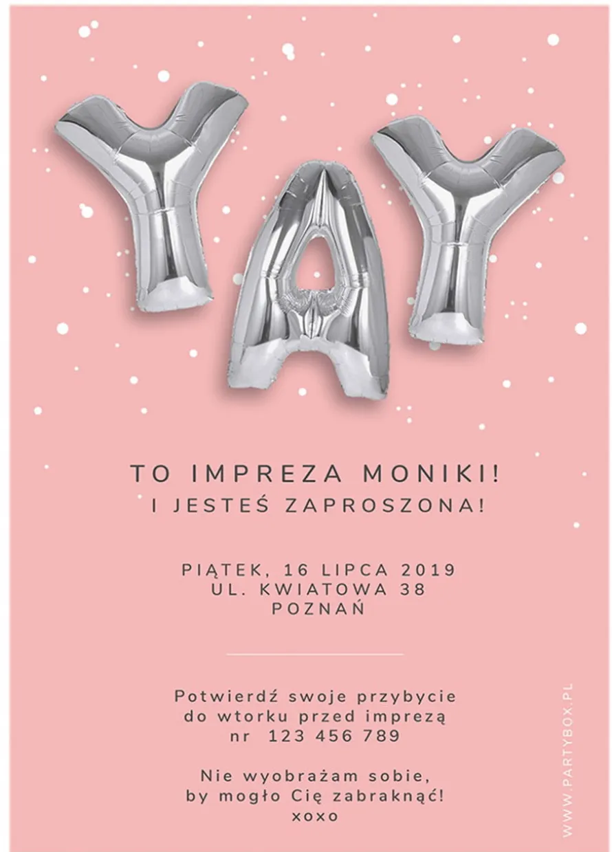 Zaproszenia personalizowane IMPREZA
