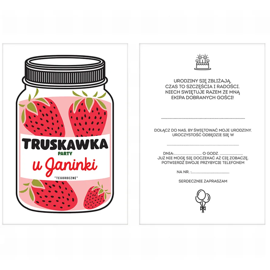 Zaproszenia personalizowane TRUSKAWKI