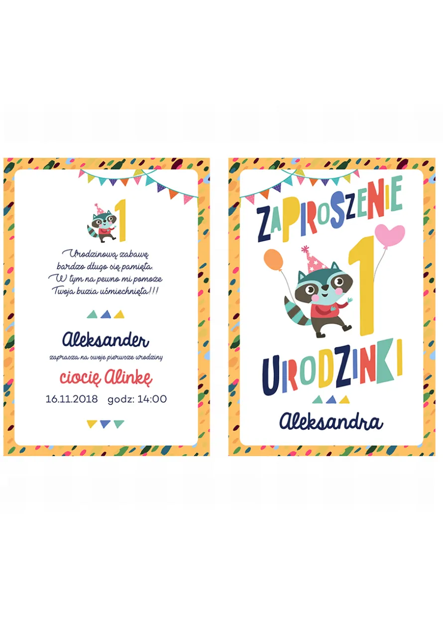 Zaproszenia personalizowane na roczek URODZINKI Z SZOPEM