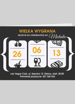 Zaproszenia personalizowane na 18 urodziny JACKPOT