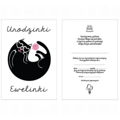 Zaproszenia personalizowane z kotkiem URODZINKI