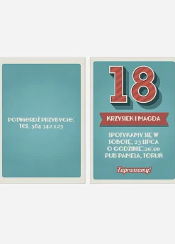 Zaproszenia personalizowane na 18 urodziny TURKUS