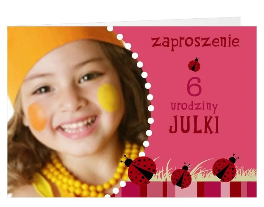 Zaproszenia personalizowane BIEDRONKI zaproszenia personalizowane