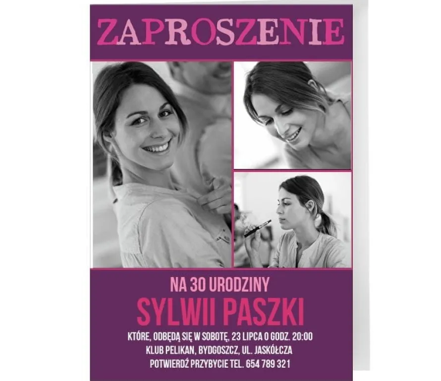 Zaproszenia personalizowane ze zdjęciami KOLAŻ