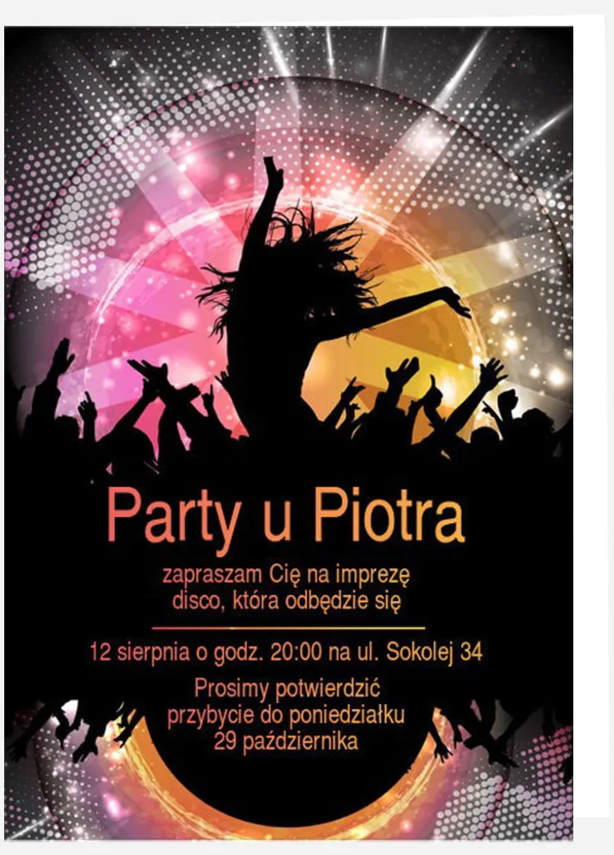 Zaproszenia personalizowane DISCO