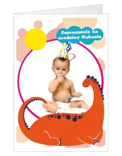 Zaproszenia personalizowane na urodziny DINOZAUR zaproszenia ze zdjęciem