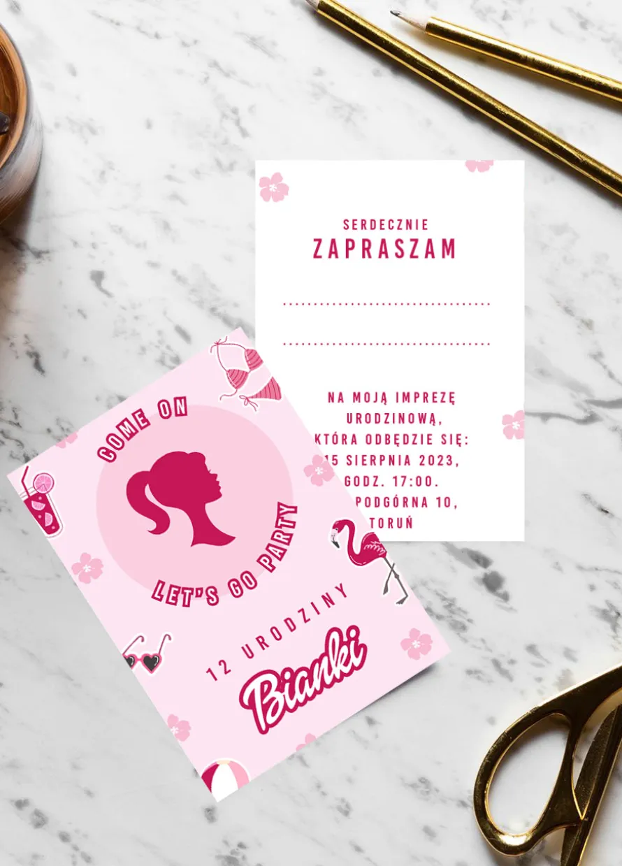Zaproszenia PINK DREAM w stylu kultowych lalek