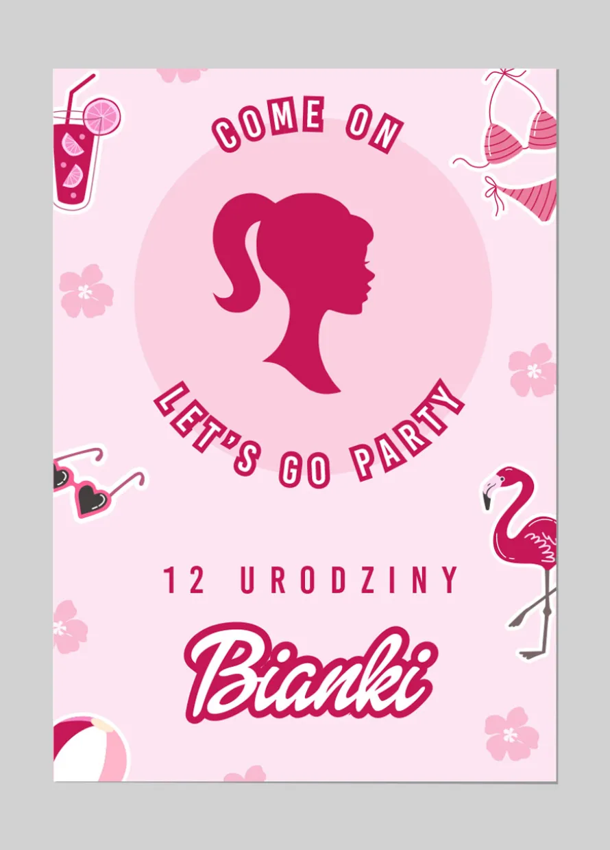 Zaproszenia PINK DREAM w stylu kultowych lalek