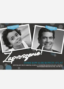 Zaproszenia urodzinowe KIEDYŚ I DZIŚ zaproszenia ze zdjęciami