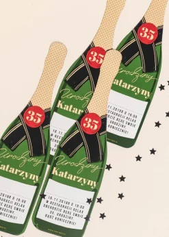Zaproszenia urodzinowe SZAMPAN personalizowane (6szt.)