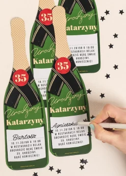 Zaproszenia urodzinowe SZAMPAN personalizowane (6szt.)