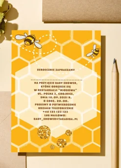 Zaproszenie na baby shower MAMA-TO-"BEE"