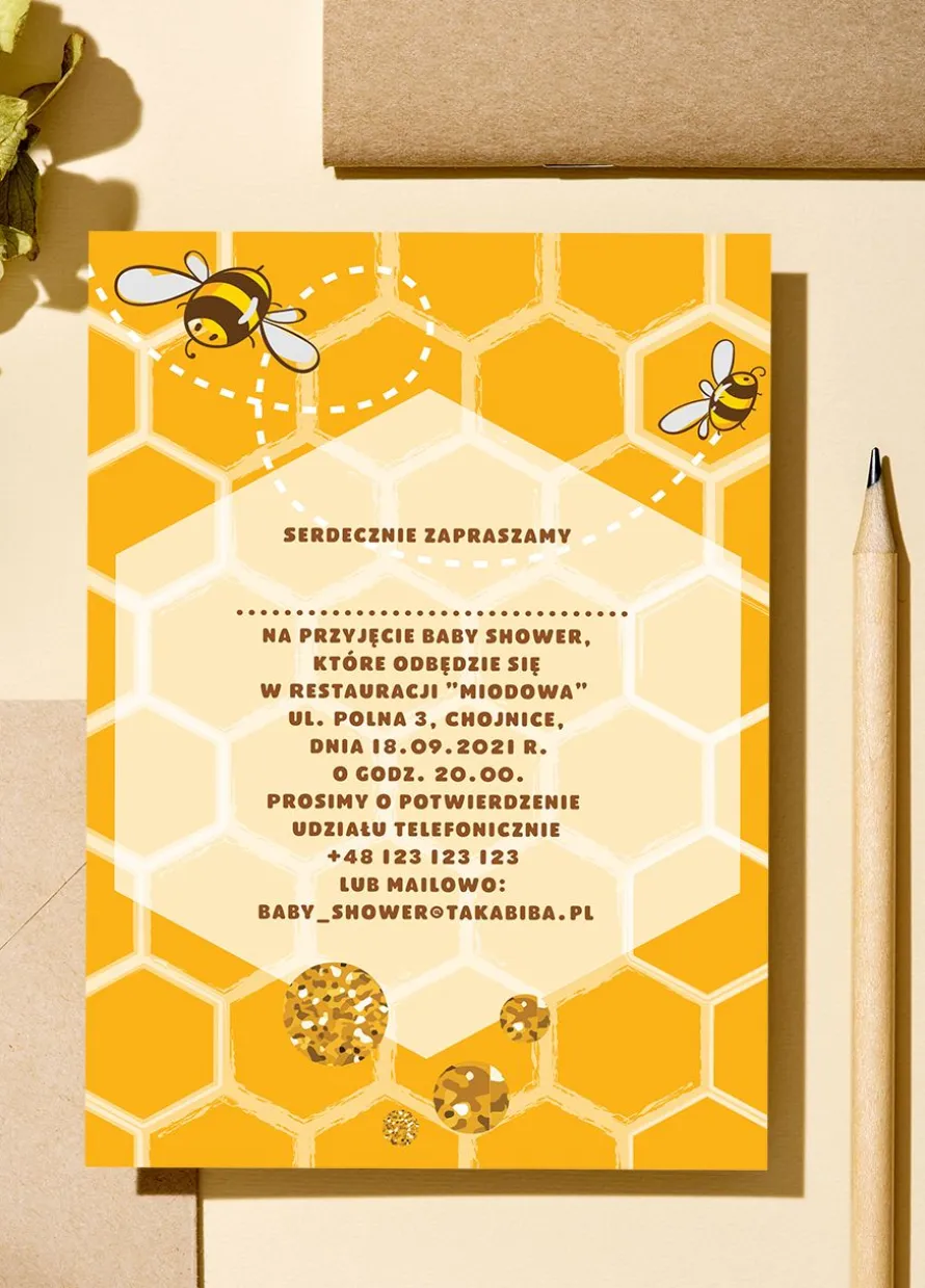 Zaproszenie na baby shower MAMA-TO-"BEE"