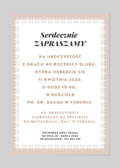 Zaproszenie NA ROCZNICĘ ŚLUBU ze zdjęciem