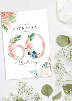 Zaproszenie na 60 urodziny KWIATY