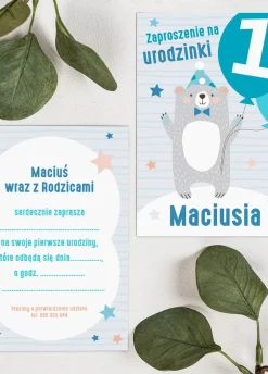 Zaproszenie personalizowane na roczek MAŁY MIŚ