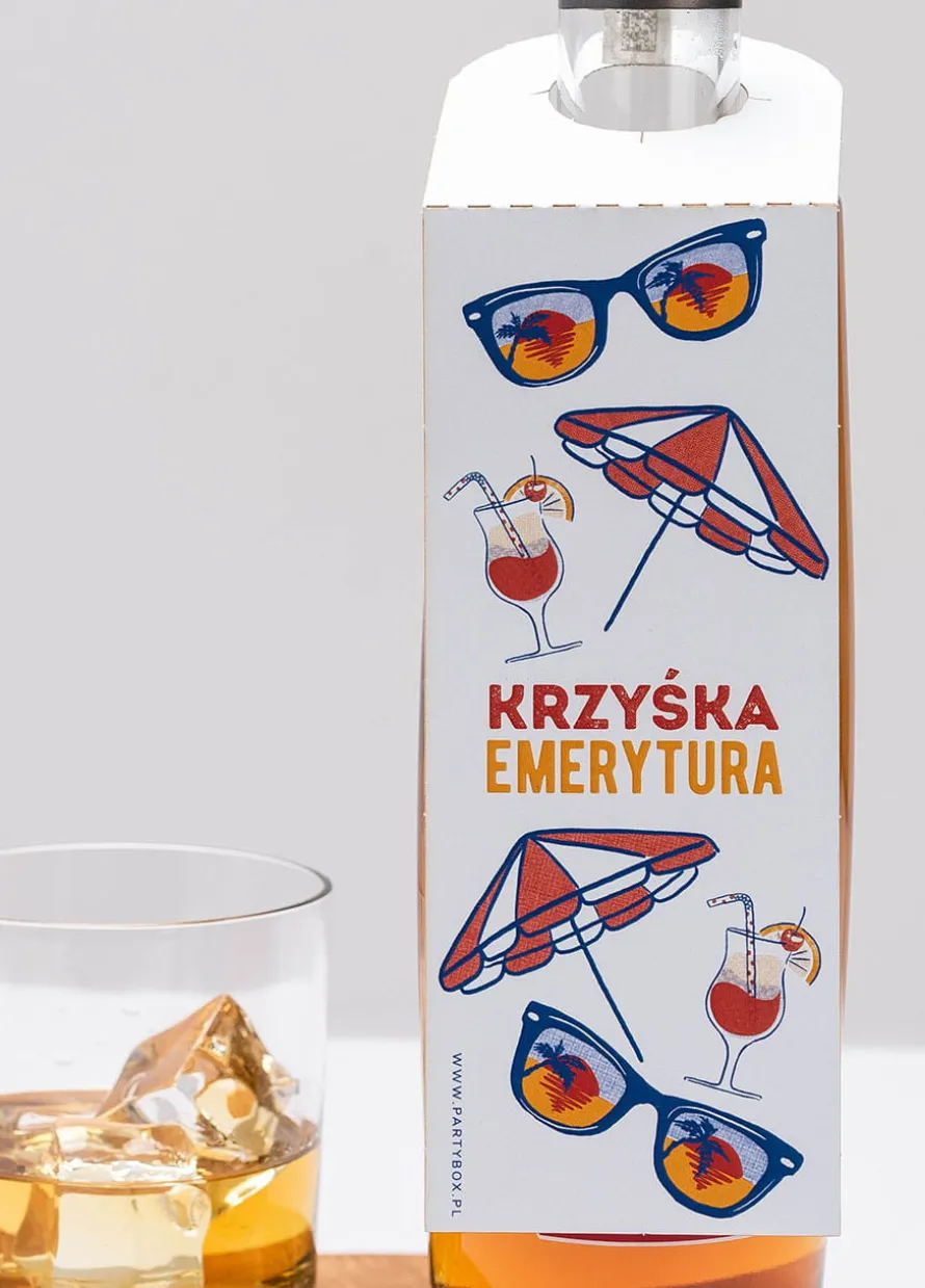 Zawieszki na alkohol na imprezę emerytalną EMERYTURA (4szt.)