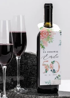Zawieszki na alkohol na 50 urodziny KWIATY (4szt.)