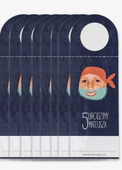 Zawieszki na butelki małe PIRACKIE URODZINY (8 szt.)