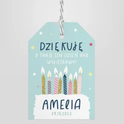 Zawieszki na prezenty dla gości URODZINY z personalizacją (16szt.)