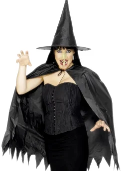Zestaw CZAROWNICY nos, peleryna i kapelusz HALLOWEEN