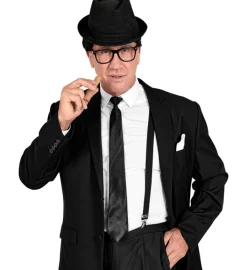 Zestaw KRÓL BLUESA kapelusz, szelki, krawat, okulary Blues Brothers