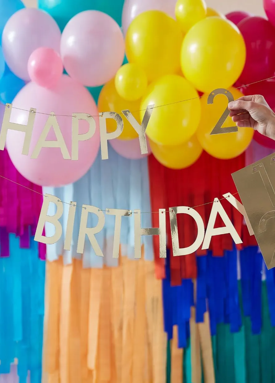 Złota girlanda urodzinowa HAPPY BIRTHDAY personalizowany napis na urodziny