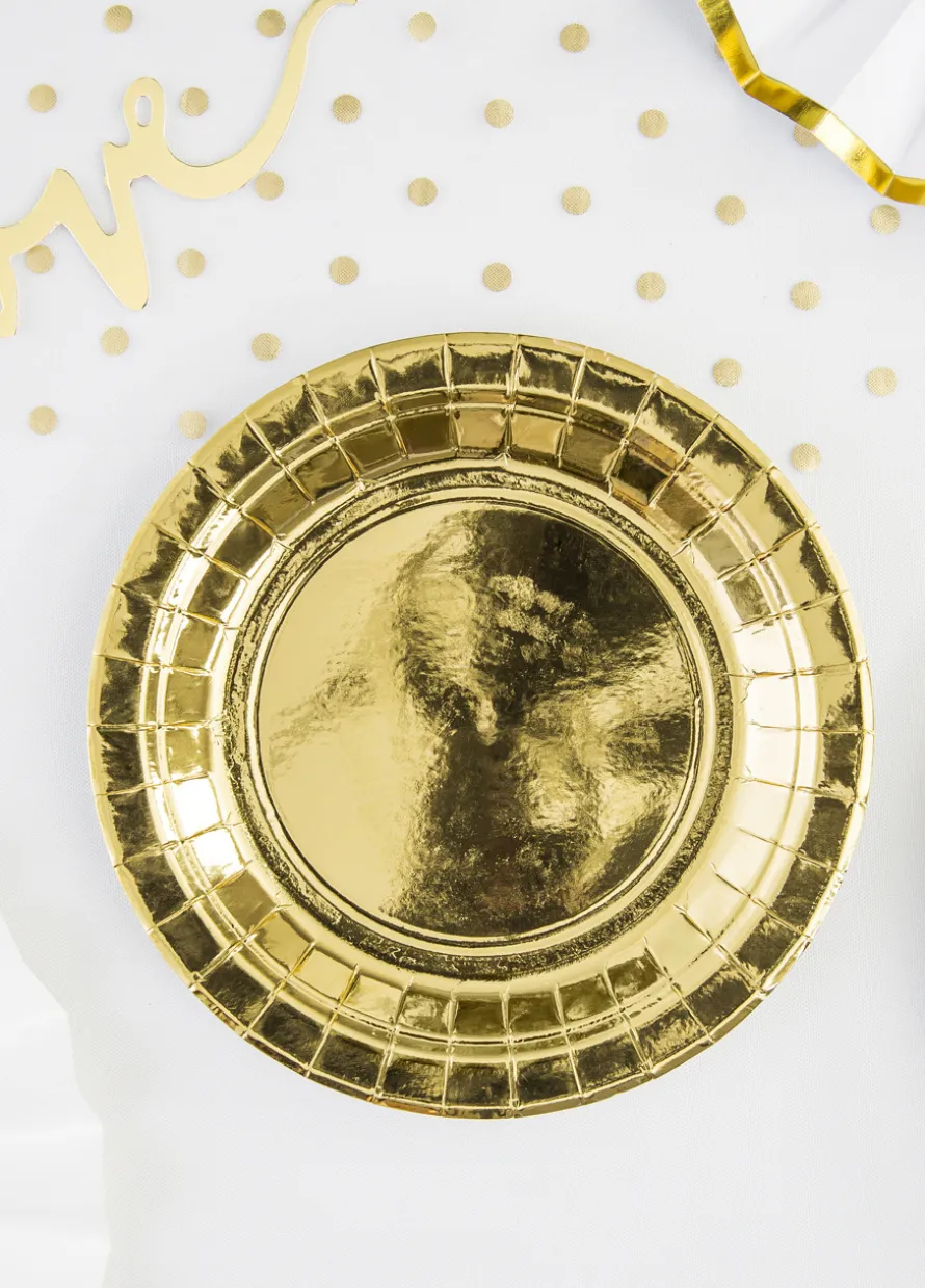 Złote talerzyki papierowe GOLD 18cm (6szt.)