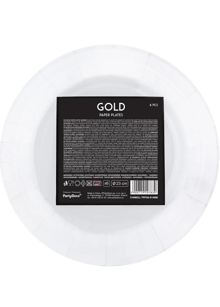 Złote talerzyki papierowe GOLD 18cm (6szt.)